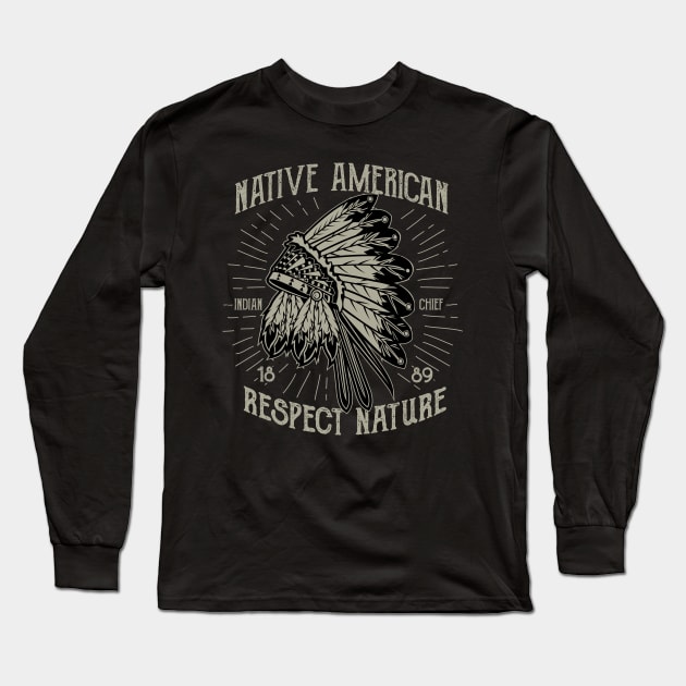 Native American Long Sleeve T-Shirt by lionkingdesign